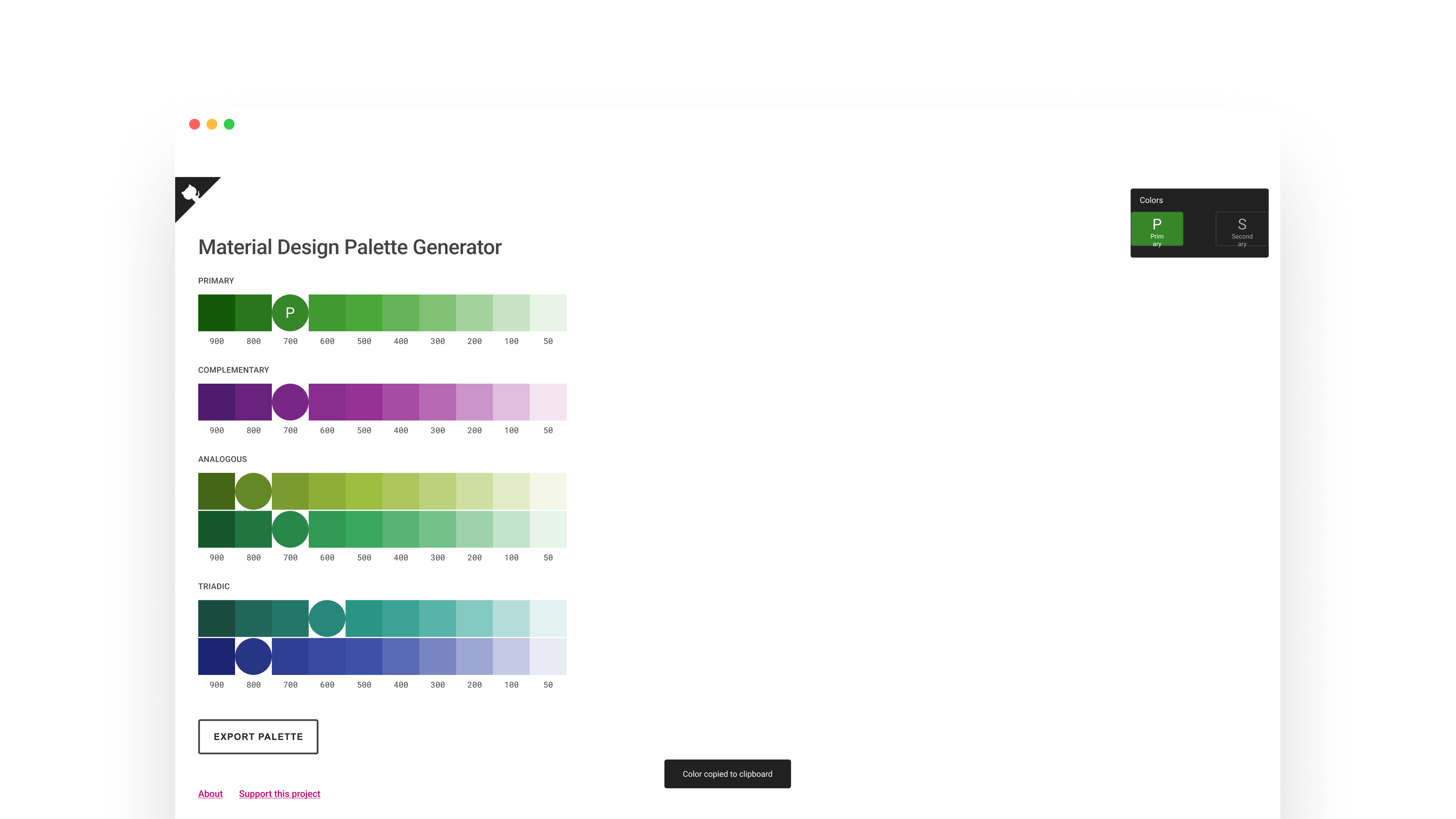 Material Design Palette Generator