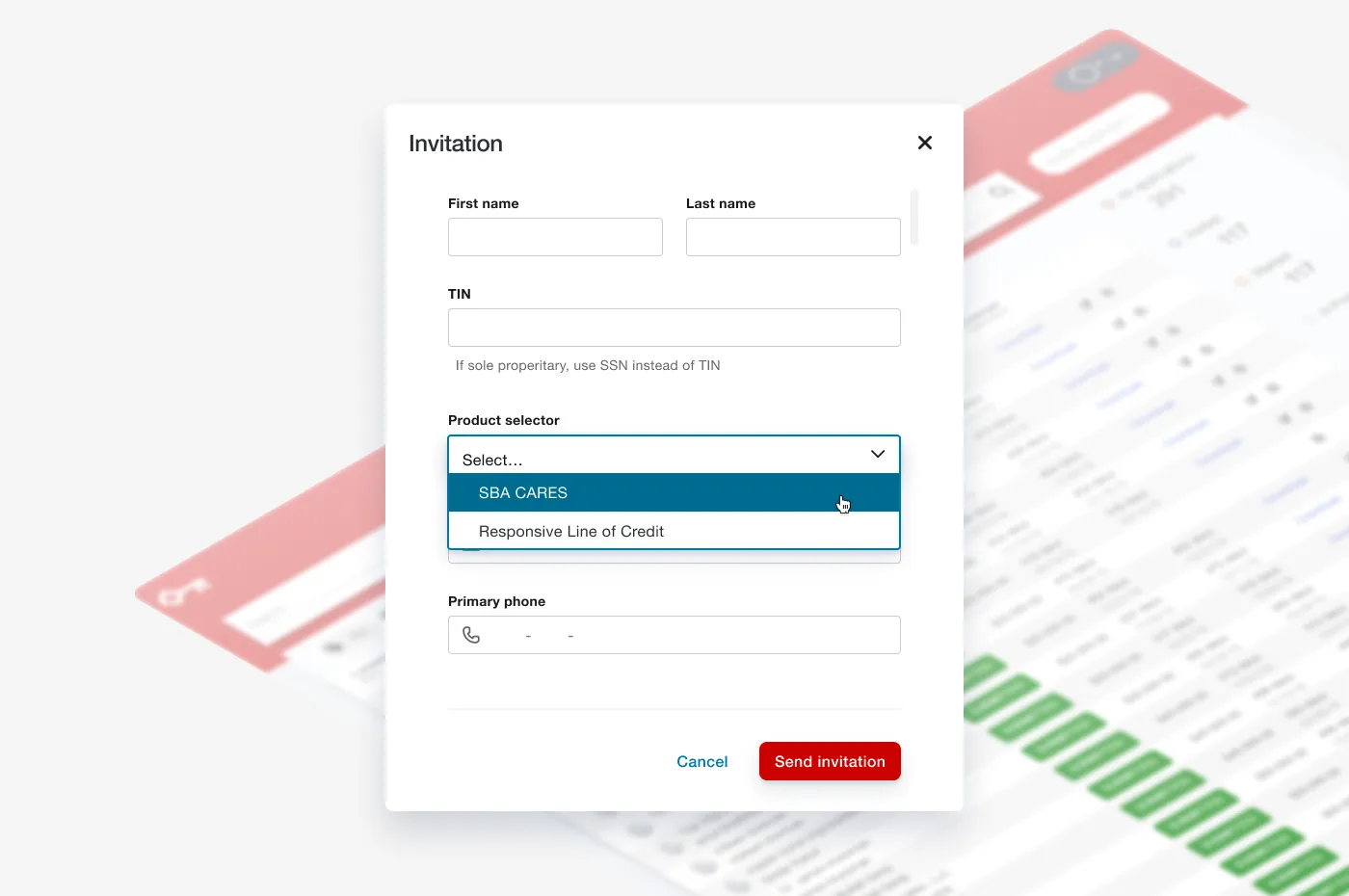 CRM to invite clients to apply for the loan.