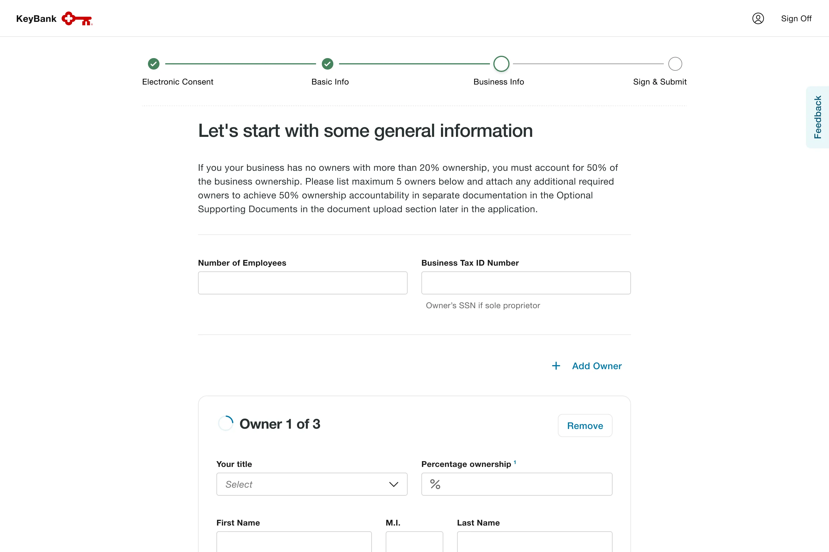 Add information for up to 5 business owners.