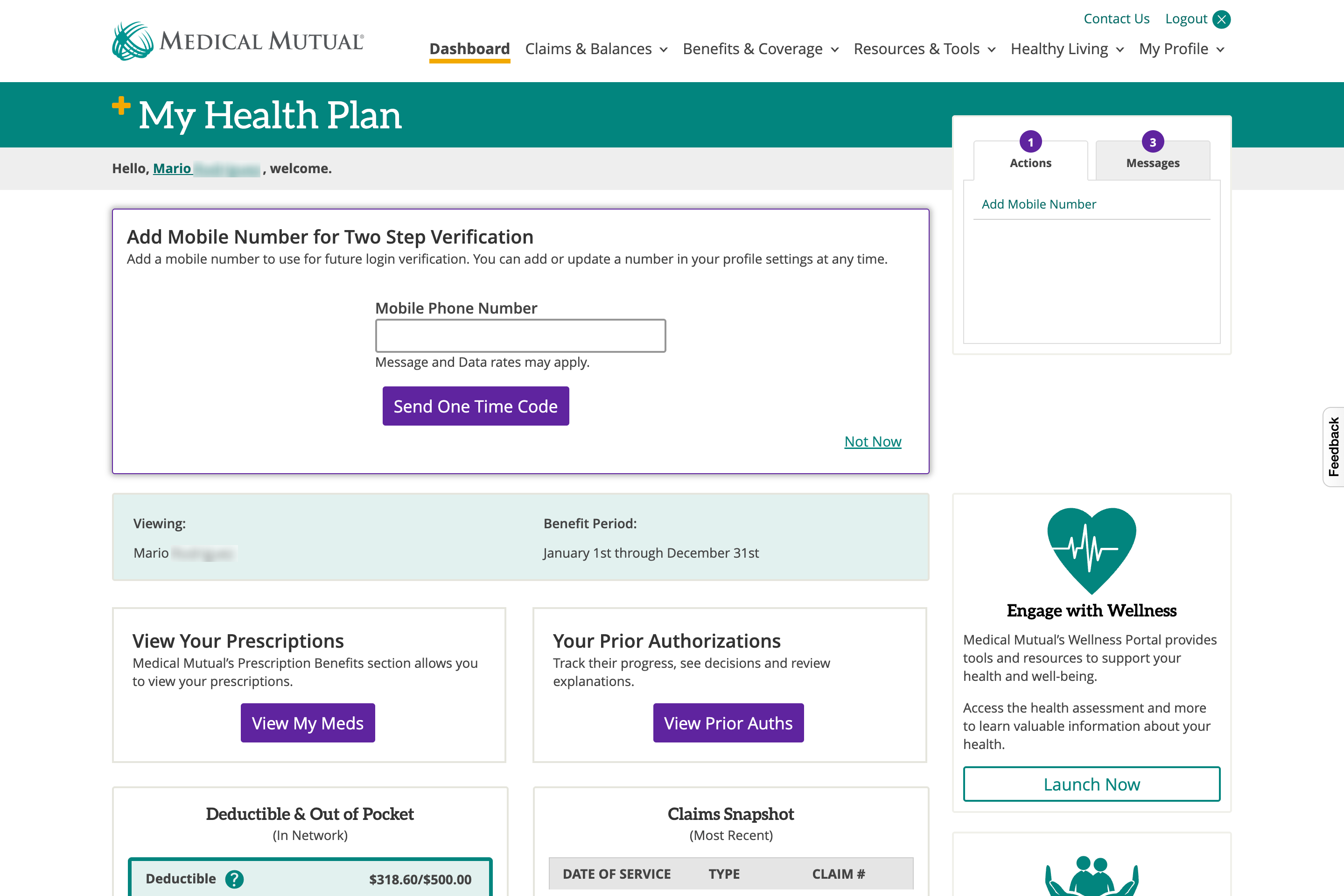 My Health Plan Dashboard